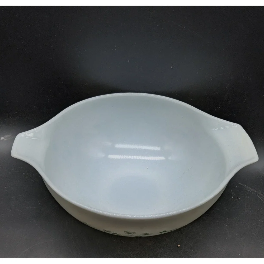 Pyrex Terrace Ivy 444 Cinderella Mixing Bowl 4 Qt Green White Milk Glass Vintage